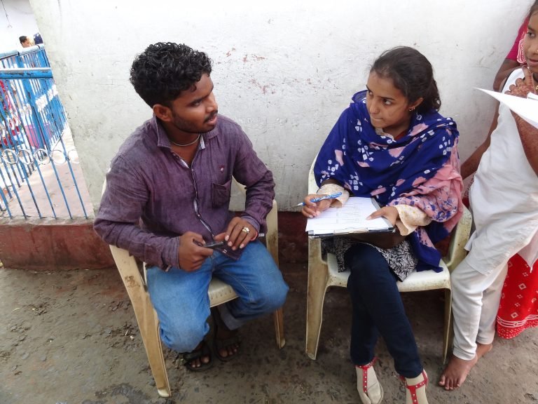 A person from Sightsavers being interviewed i India